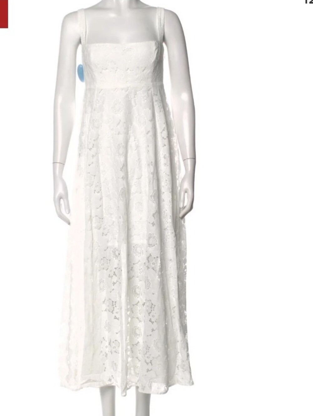 Hill House White Lace Strap Midi Dress Sz M